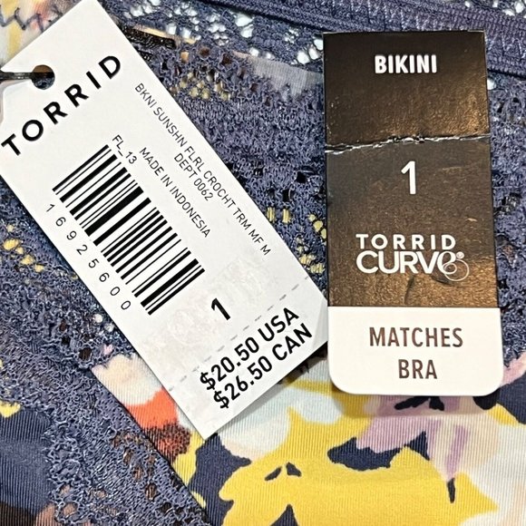 NWT TORRID Bikini Pantie Underwear Sz 1X Silky Gray Floral Lace - Picture 4 of 4
